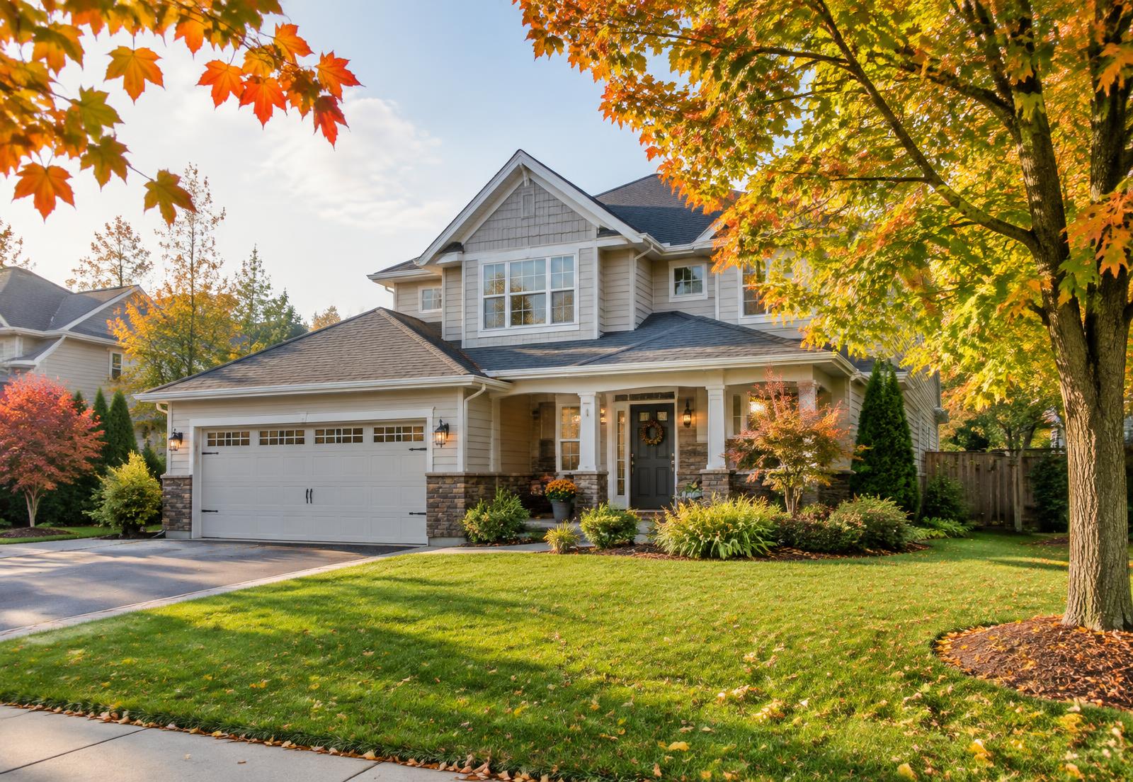 Canadian home in autumn